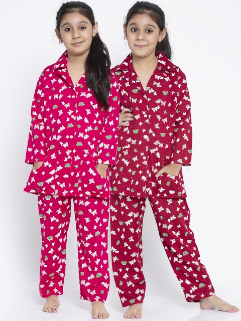 

Baani Creations Girls Pack Of 2 Printed Night suit, Magenta