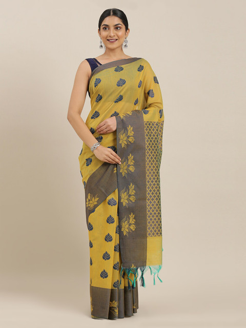 

The Chennai Silks Mustard Silk Cotton Printed Maheshwari Saree