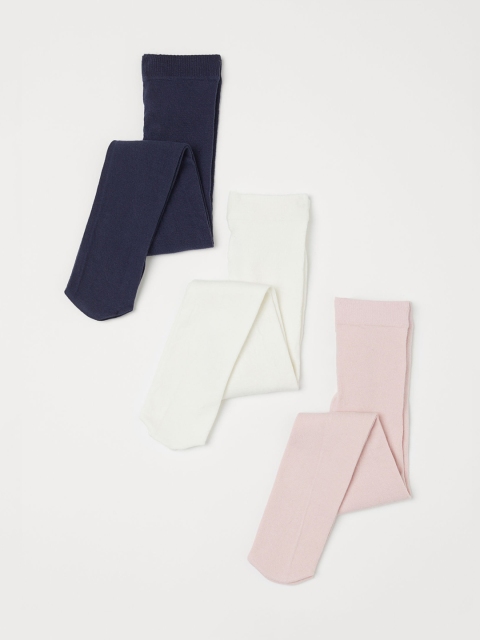 

H&M Girls 3-pack fine-knit tights, White