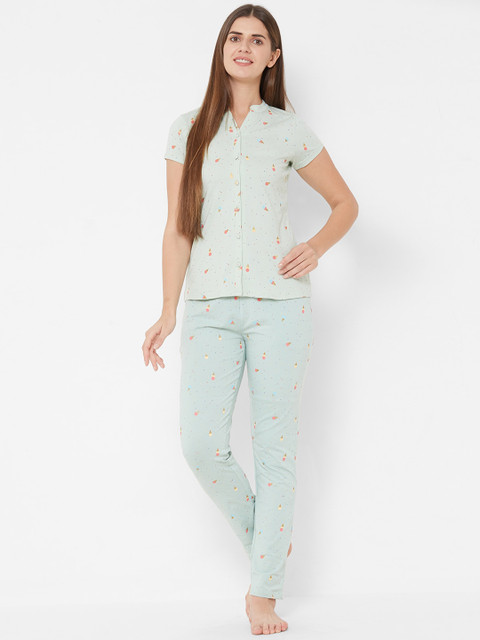 

Sweet Dreams Women Blue & Cream-Coloured Printed Night suit