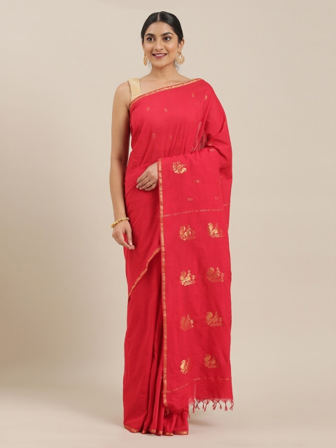 

The Chennai Silks Red Woven Design Polycotton Saree