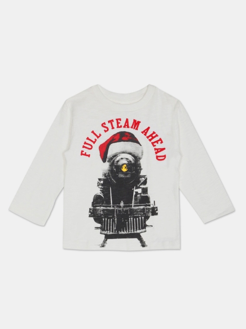 

GAP Boys White Printed Round Neck T-shirt