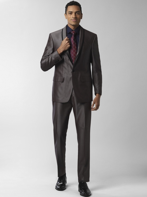 

Peter England Men Grey Solid Single-Breasted Formal Suit