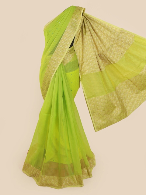 

Pothys Green Embellished Supernet Saree