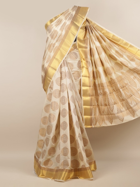 

Pothys Cream-Coloured Woven Design Jute Silk Saree