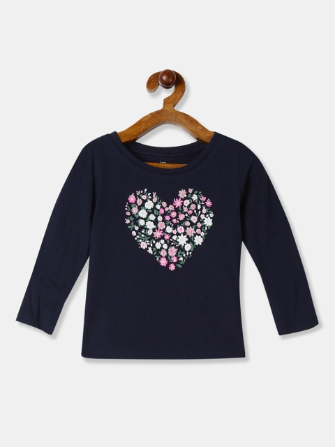 

GAP Girls Navy Blue Printed Round Neck T-shirt