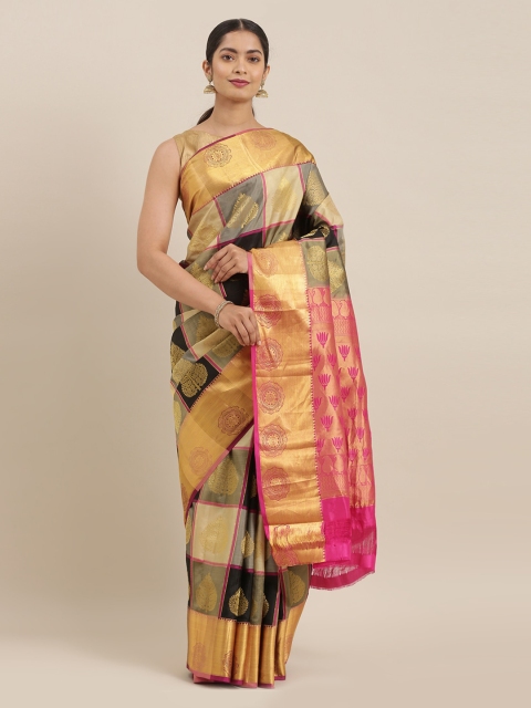 

The Chennai Silks Multicoloured Pure Silk Checked Kanjeevaram Saree, Multi