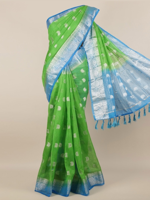 

Pothys Green Woven Design Jute Silk Saree