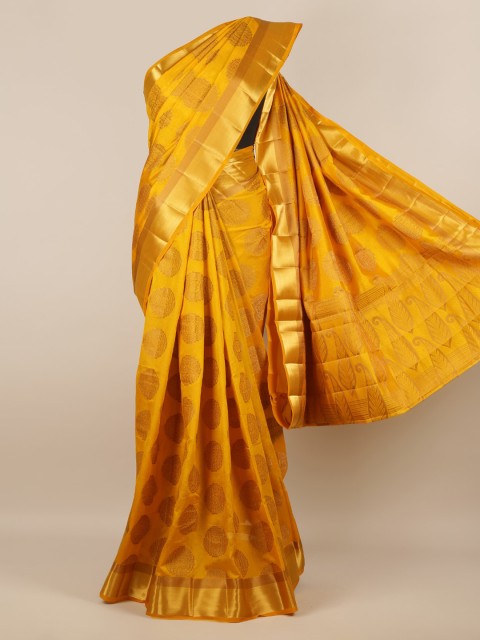 

Pothys Mustard Yellow Woven Design Jute Silk Saree