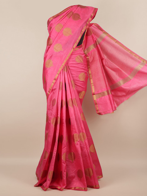 

Pothys Pink Woven Design Jute Silk Saree