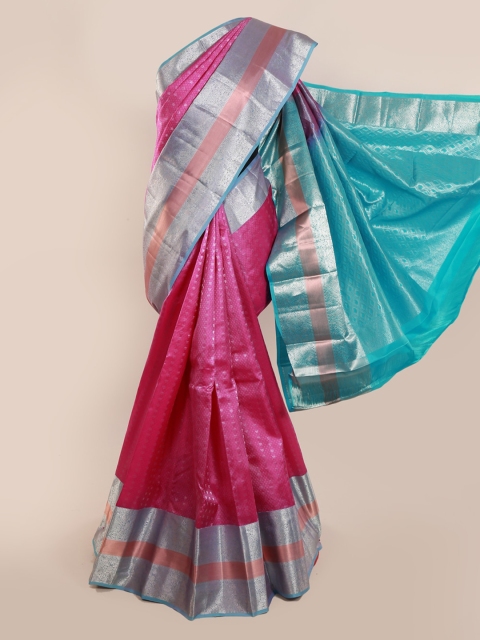 

Pothys Pink & Blue Pure Silk Woven Design Kanjeevaram Saree