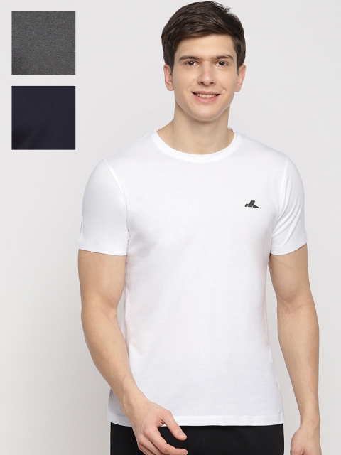 

SPARROWHAWK Men Pack Of 3 Solid Round Neck Pure Premium Cotton T-shirts, Navy blue