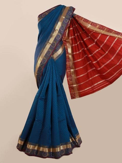 

Pothys Blue Printed Art Silk Saree