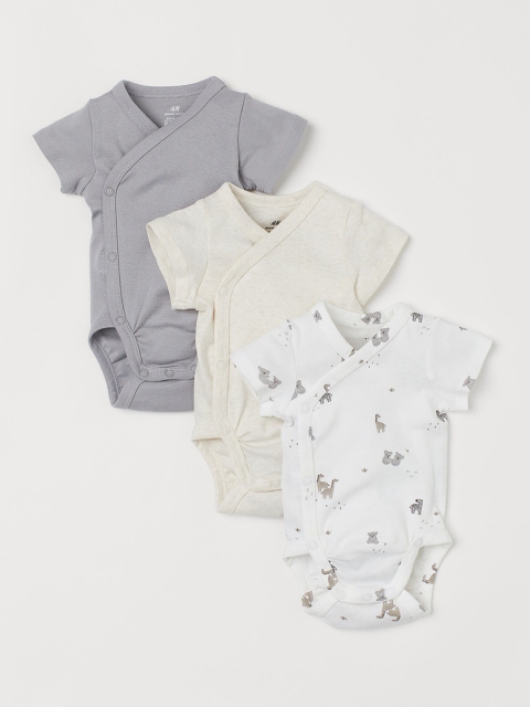 

H&M Kids 3-Pack Wrapover Bodysuits, White