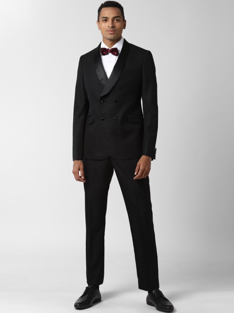 

Peter England Men Black Solid Double-Breasted Slim-Fit Two-Piece Formal Suit
