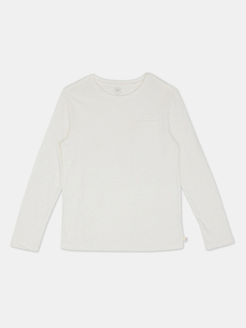 

GAP Boys White Solid Round Neck T-shirt