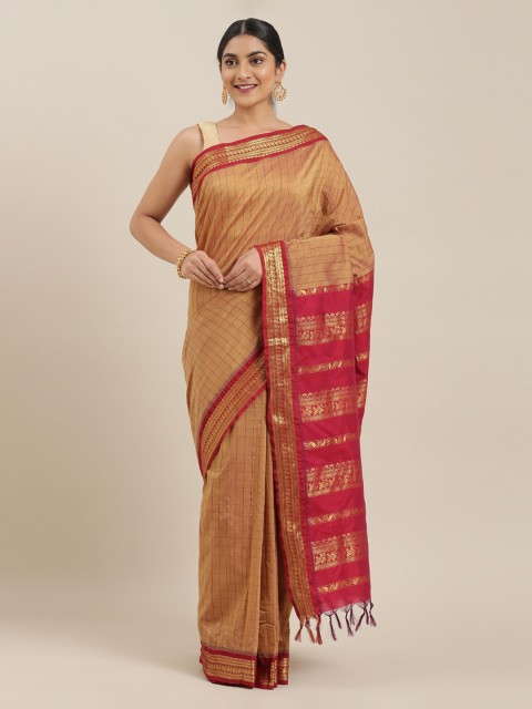 

The Chennai Silks Khaki Woven Design Polycotton Saree