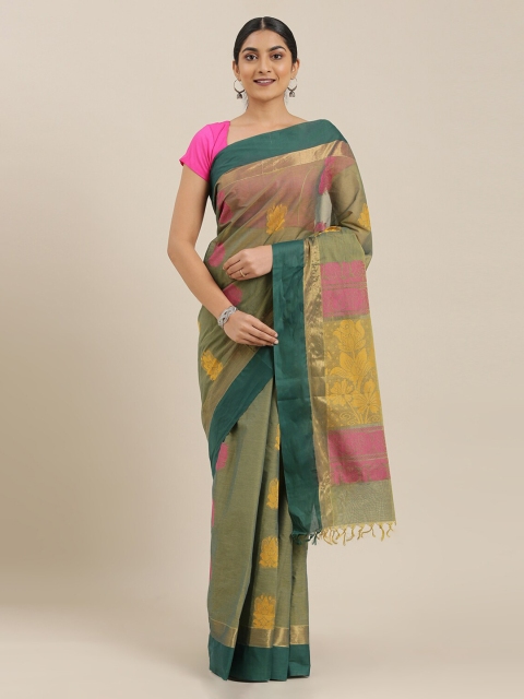 

The Chennai Silks Olive Green Silk Cotton Woven Design Kovai Saree