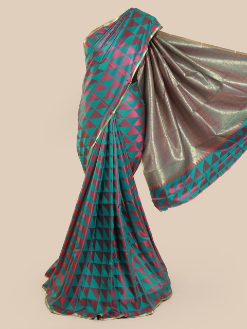 

Pothys Green Checked Art Silk Saree