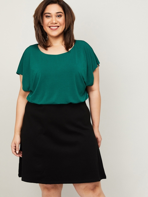 

nexus Women Green & Black Colourblocked Blouson Dress
