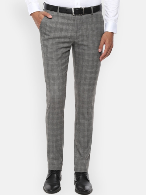 

Louis Philippe Men Grey Slim Fit Checked Formal Trousers