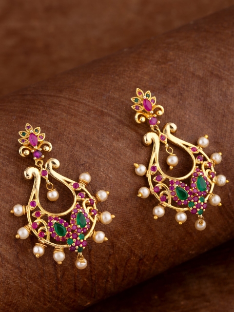 

Voylla Gold-Plated & Red Contemporary Chandbalis