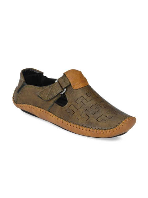 

Big Fox Men Olive Green & Tan Shoe-Style Sandals