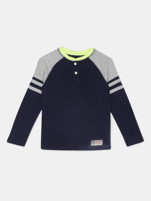 

GAP Boys Navy Blue Colourblocked Henley Neck T-shirt