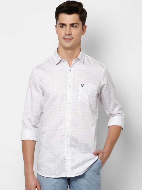 

Allen Solly Men White Slim Fit Printed Cotton Casual Shirt
