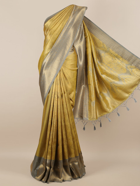 

Pothys Gold-Toned Woven Design Jute Silk Saree