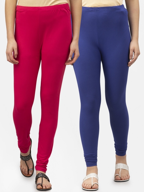 

Style Quotient Women Pack Of 2 Solid Ankle-Length Leggings, Blue