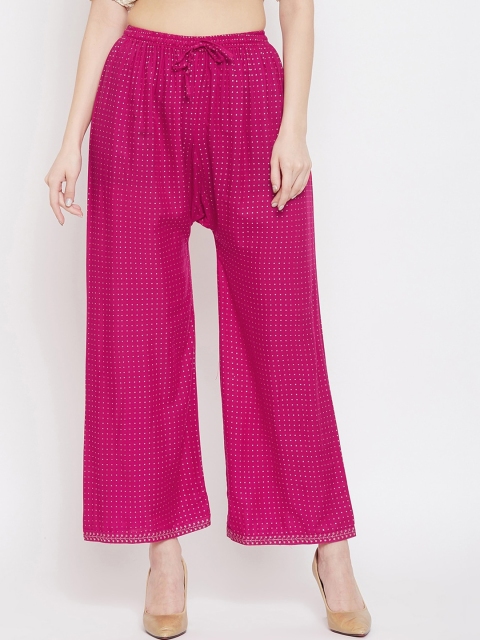 

Clora Creation Women Magenta Solid Straight Palazzos