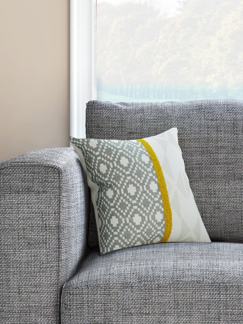 

Living scapes by Pantaloons Grey & White Single Ethnic Motifs Square Cushion Cover