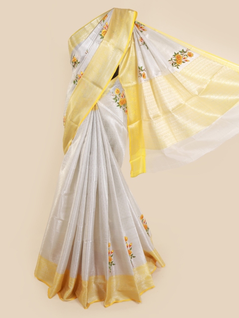

Pothys Silver-Toned Woven Design Cotton Blend Saree