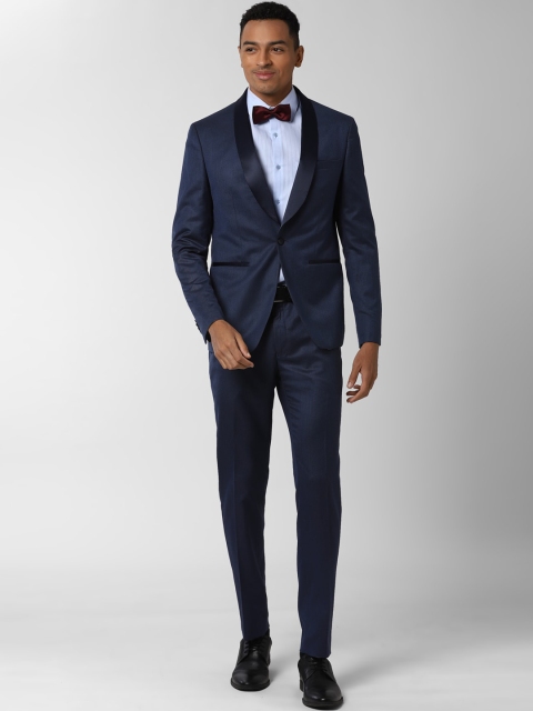 Peter England Men Navy Blue Solid Single-Breasted Slim-Fit Two-Piece Formal Suit