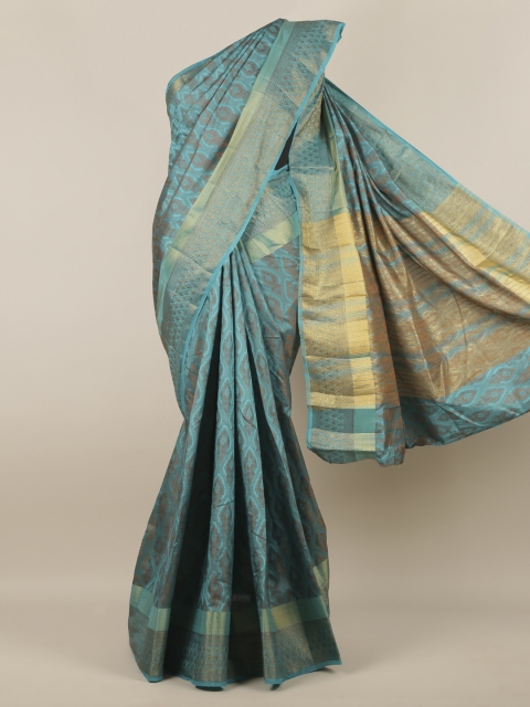 

Pothys Blue Woven Design Jute Silk Saree