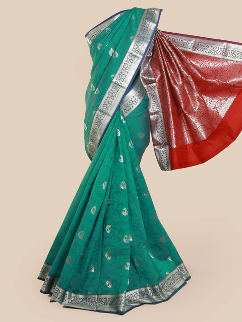 

Pothys Green & Red Art Silk Printed Saree