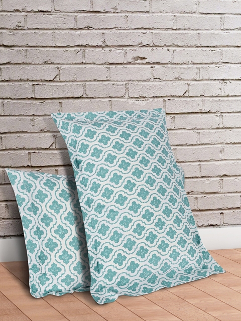 

Living scapes by Pantaloons Set Of 2 Turquoise Blue & White Printed Pillow Covers