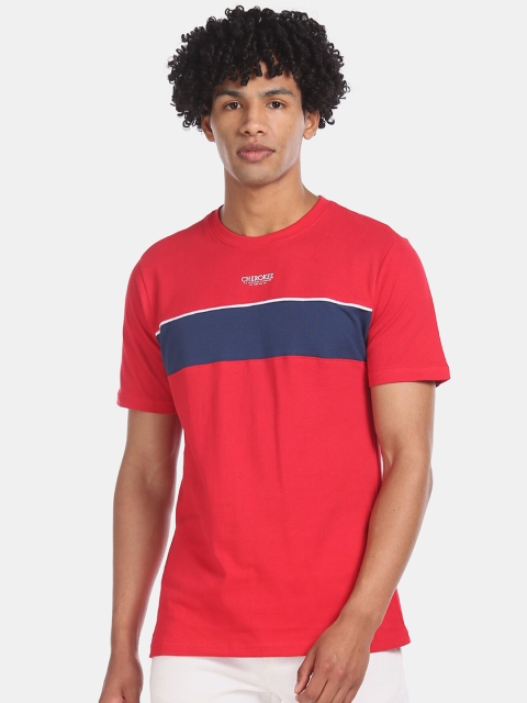 

Cherokee Men Red Solid Round Neck T-shirt