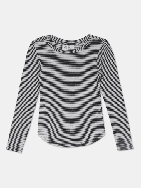 

GAP Girls Black Striped Round Neck T-shirt