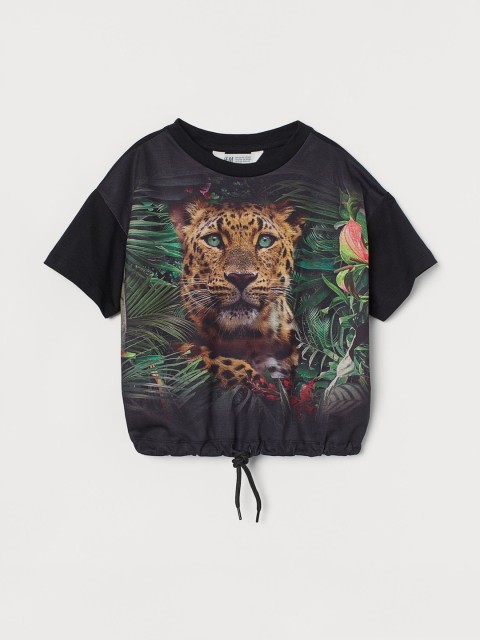 

H&M Girls Black & Brown Drawstring Top