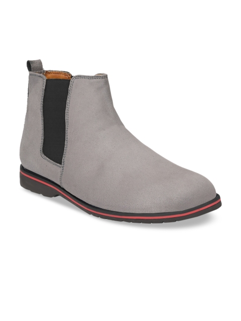 

Eego Italy Men Grey Perforations Suede Flat Boots