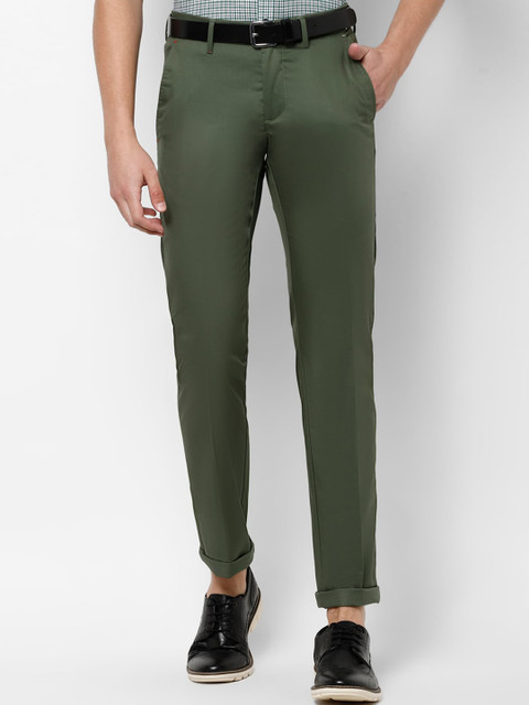 

Allen Solly Men Olive Green Slim Fit Solid Regular Trousers