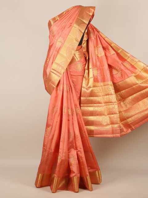 

Pothys Peach-Coloured Woven Design Jute Silk Saree