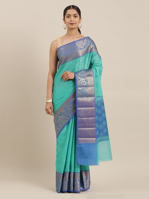 

The Chennai Silks Green Organza Printed Banarasi Saree