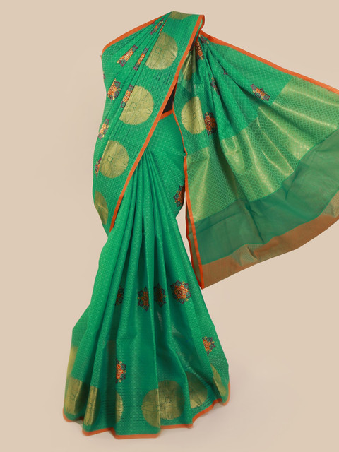 

Pothys Green Woven Design Cotton Blend Saree