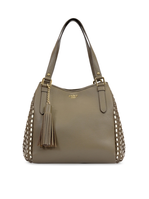 

Eske Taupe Solid Shoulder Leather Bag