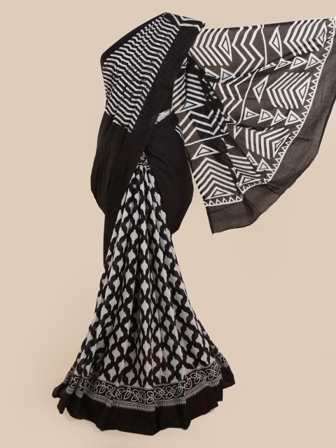 

Pothys Black Printed Pure Cotton Saree