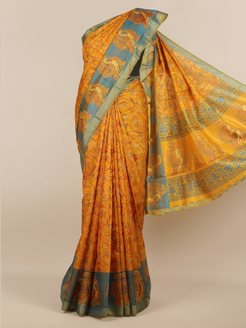 

Pothys Mustard Printed Jute Silk Saree