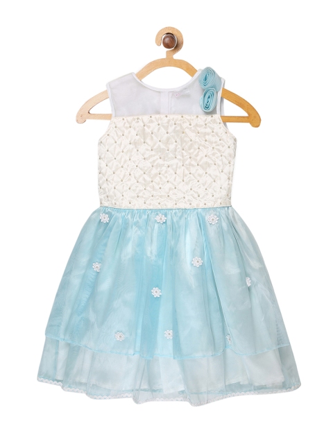 

Butterfly Blush Girls Blue & White Embellished A-Line Dress